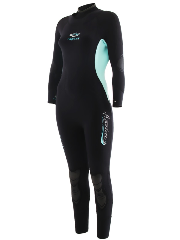 Neptune Amulette Neoprene Womens Semi-Dry Dive Wetsuit Black/Aqua 7/5mm Size 10