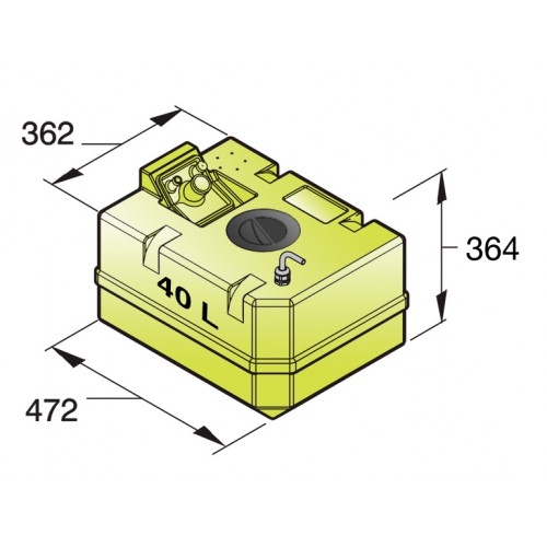 VETUS Quick Fit Fresh Water Tank with Inspection Lid 40L