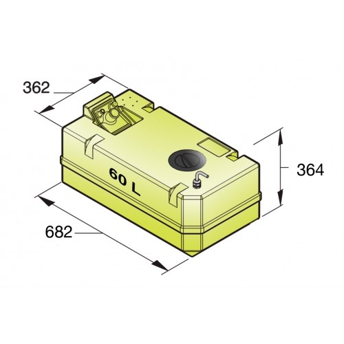 VETUS Plastic Drinking Water Tank 60L with Connections and Inspection Lid