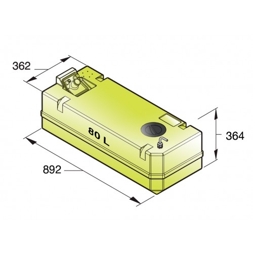 VETUS Plastic Drinking Water Tank 80L with Connections and Inspection Lid