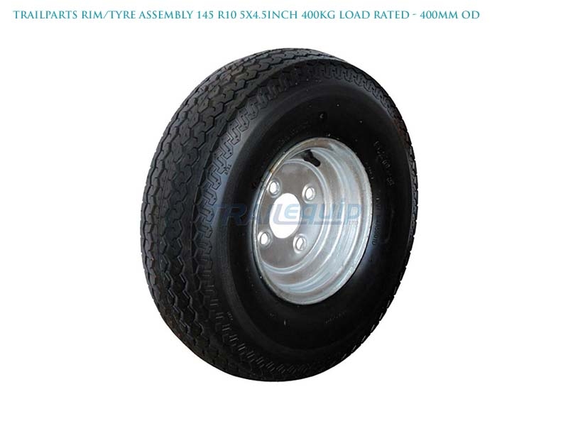 Trailparts Galvanised Trailer Wheel Rim and Tyre Assembly 8-12in