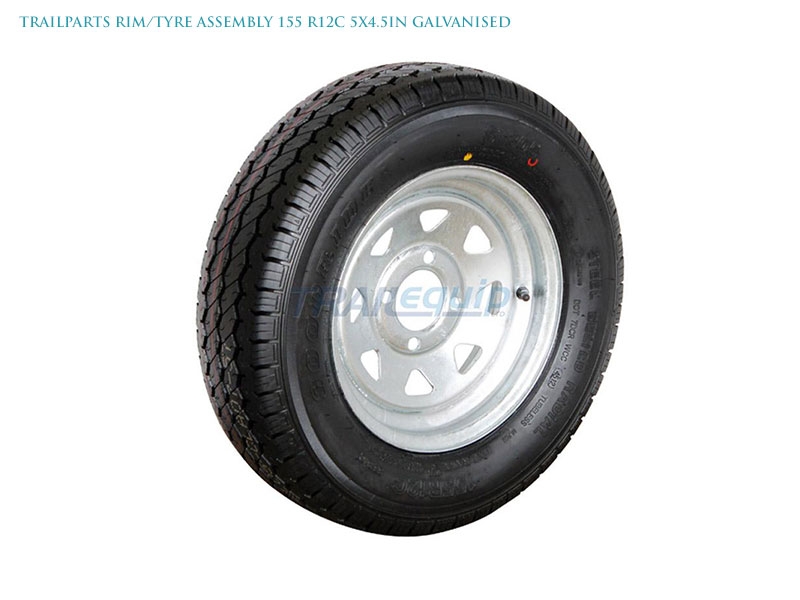 Trailparts Galvanised Trailer Wheel Rim and Tyre Assembly 12-16in