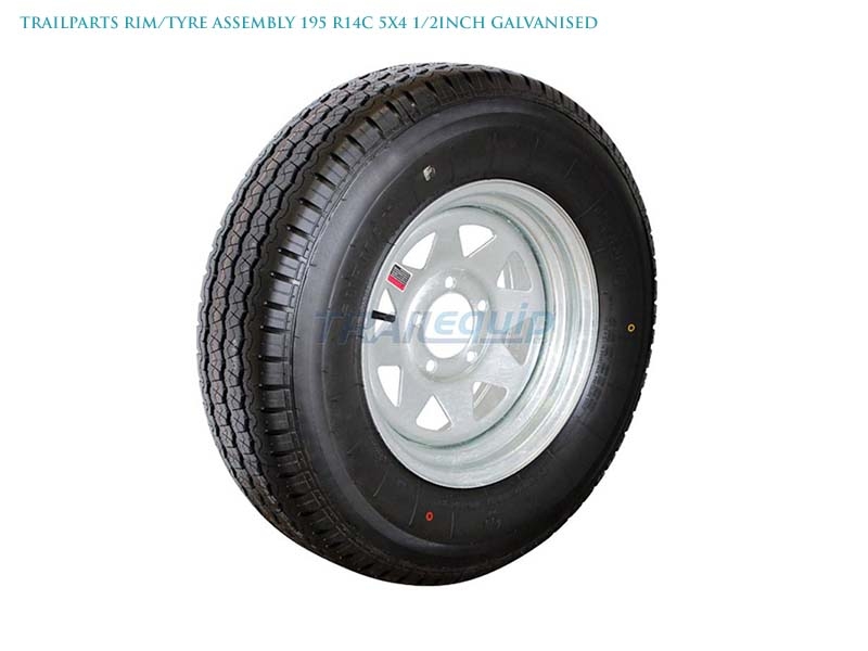 Trailparts Galvanised Trailer Wheel Rim and Tyre Assembly 12-16in