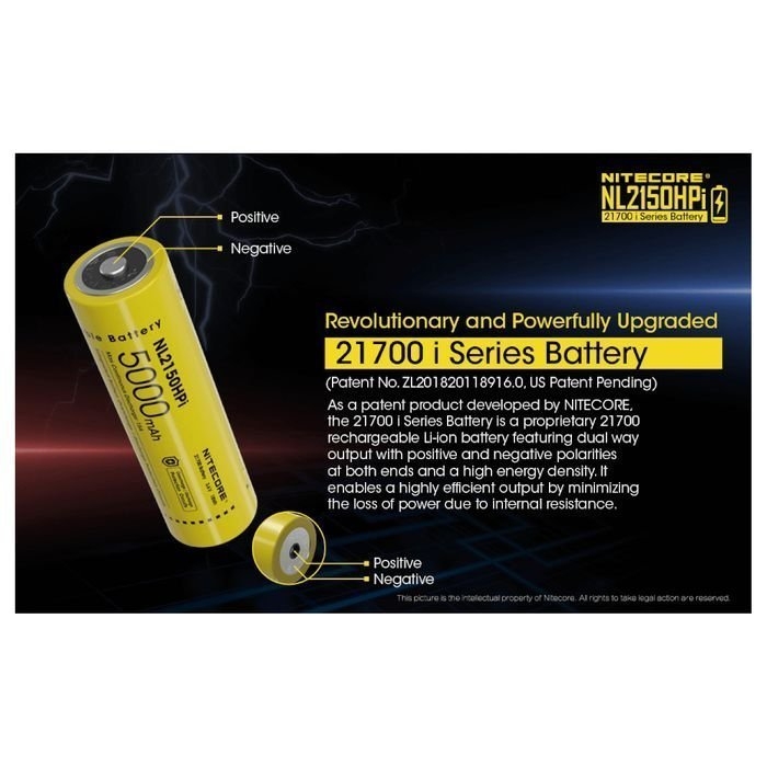 NITECORE 21700L Rechargeable Battery 3.6V 5000mAh