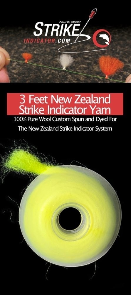 NZ Strike Indicator Wool Yarn Spool 3ft Neon Lemon