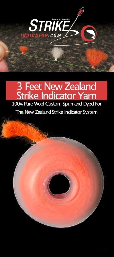 NZ Strike Indicator Wool Yarn Spool 3ft Radioactive Orange