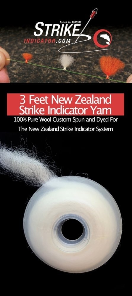 NZ Strike Indicator Wool Yarn Spool 3ft Stealthy White