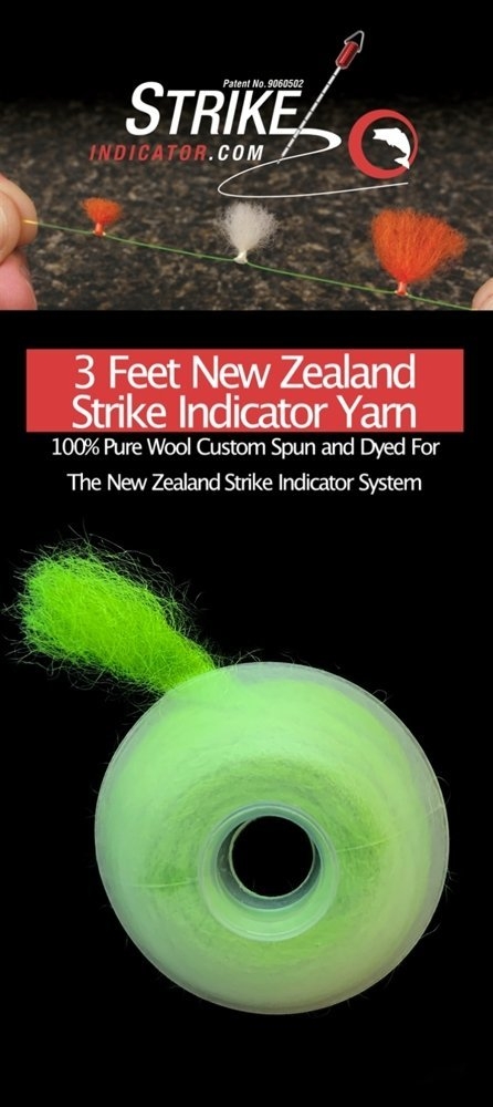 NZ Strike Indicator Wool Yarn Spool 3ft Fluorescent Green