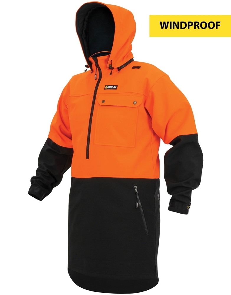 Swazi Yukon High-Vis Windproof Anorak Jacket Blaze/Black 4XL