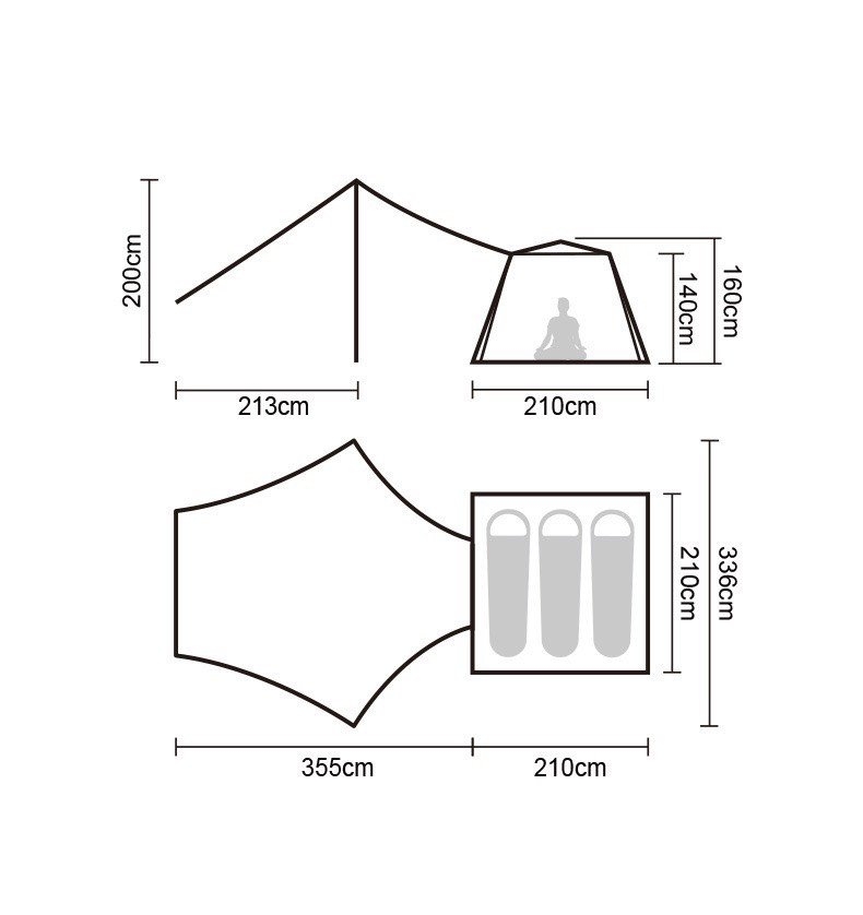Naturehike Ango Self Expanding 3P Tent with Awning