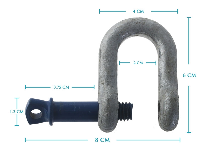 Trailparts D-Shackle Rated Pin Galvanised 22mm Throat