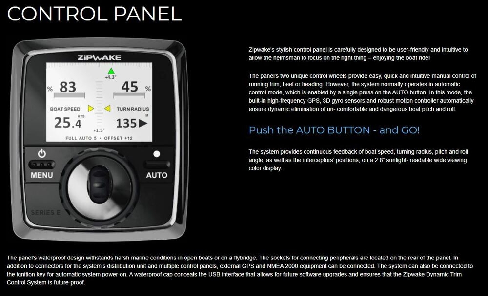 Zipwake Box 600 Series E Chine Dynamic Trim Control System Kit